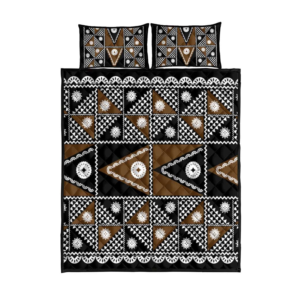 Fiji Brown Masi Pattern Quilt Bed Set Fijian Tapa LT01 - Polynesian Pride