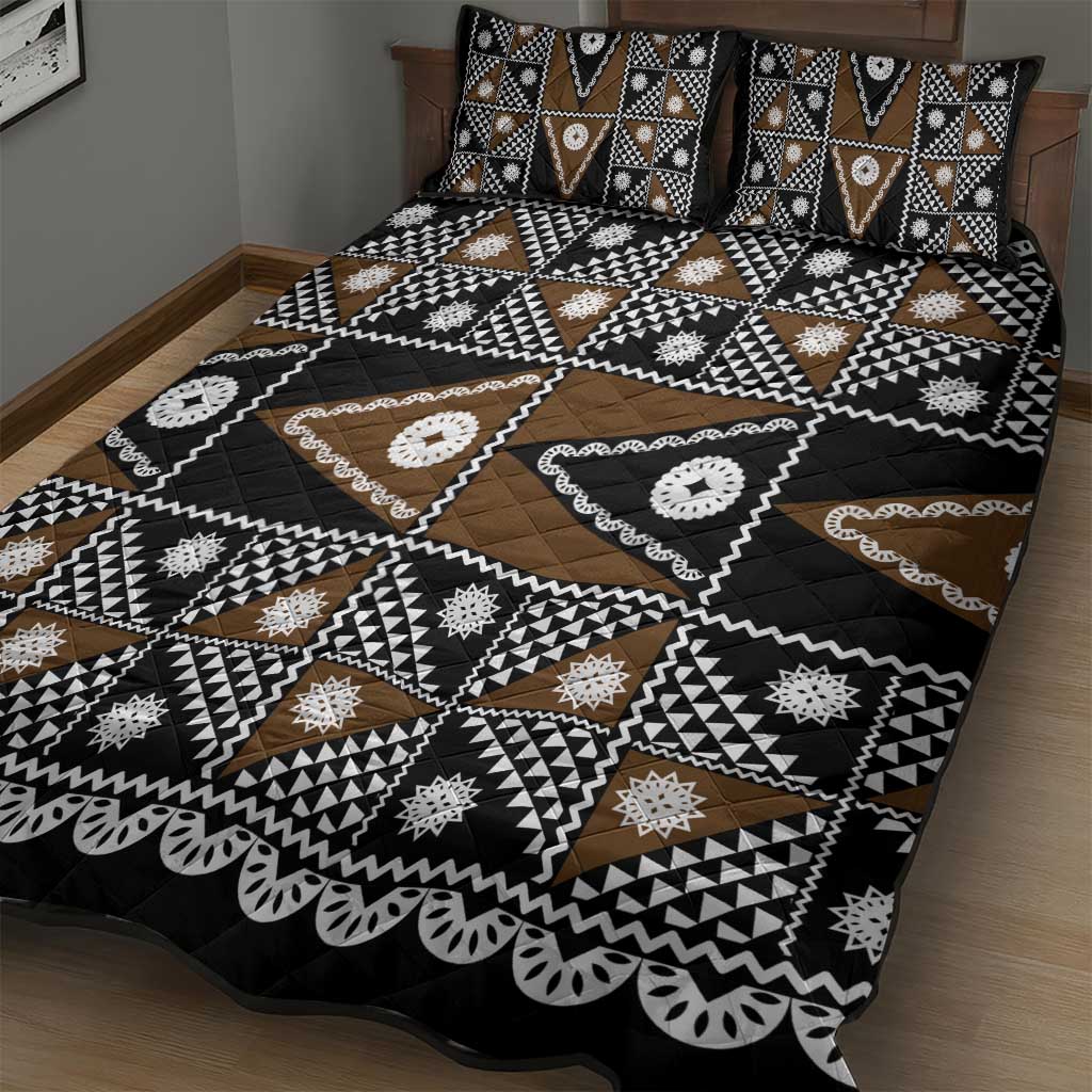 Fiji Brown Masi Pattern Quilt Bed Set Fijian Tapa LT01 - Polynesian Pride