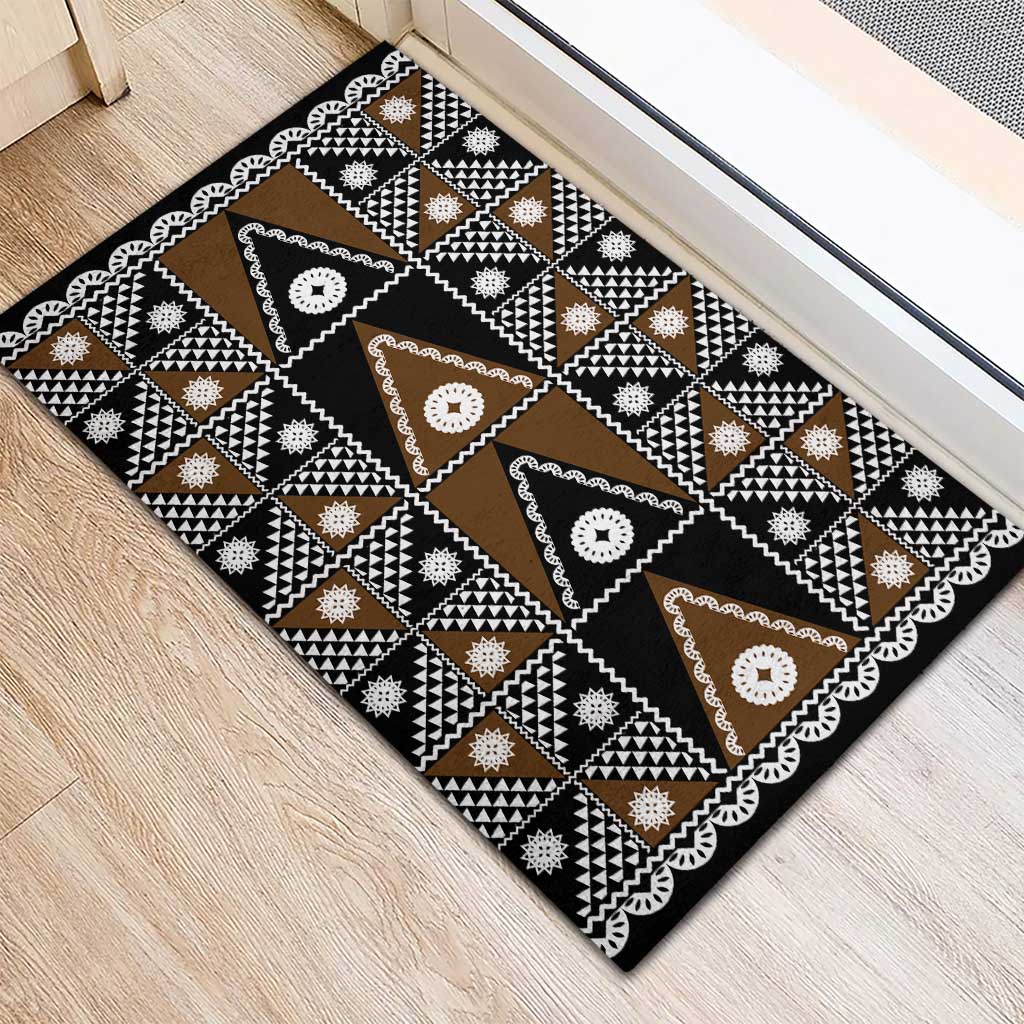 Fiji Brown Masi Pattern Rubber Doormat Fijian Tapa LT01 - Polynesian Pride