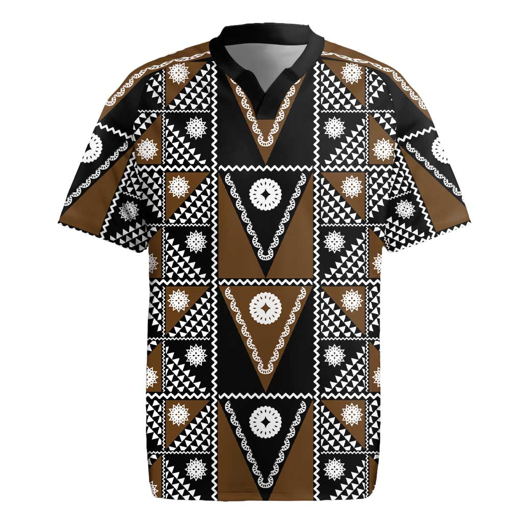 Fiji Brown Masi Pattern Rugby Jersey Fijian Tapa LT01 Brown - Polynesian Pride