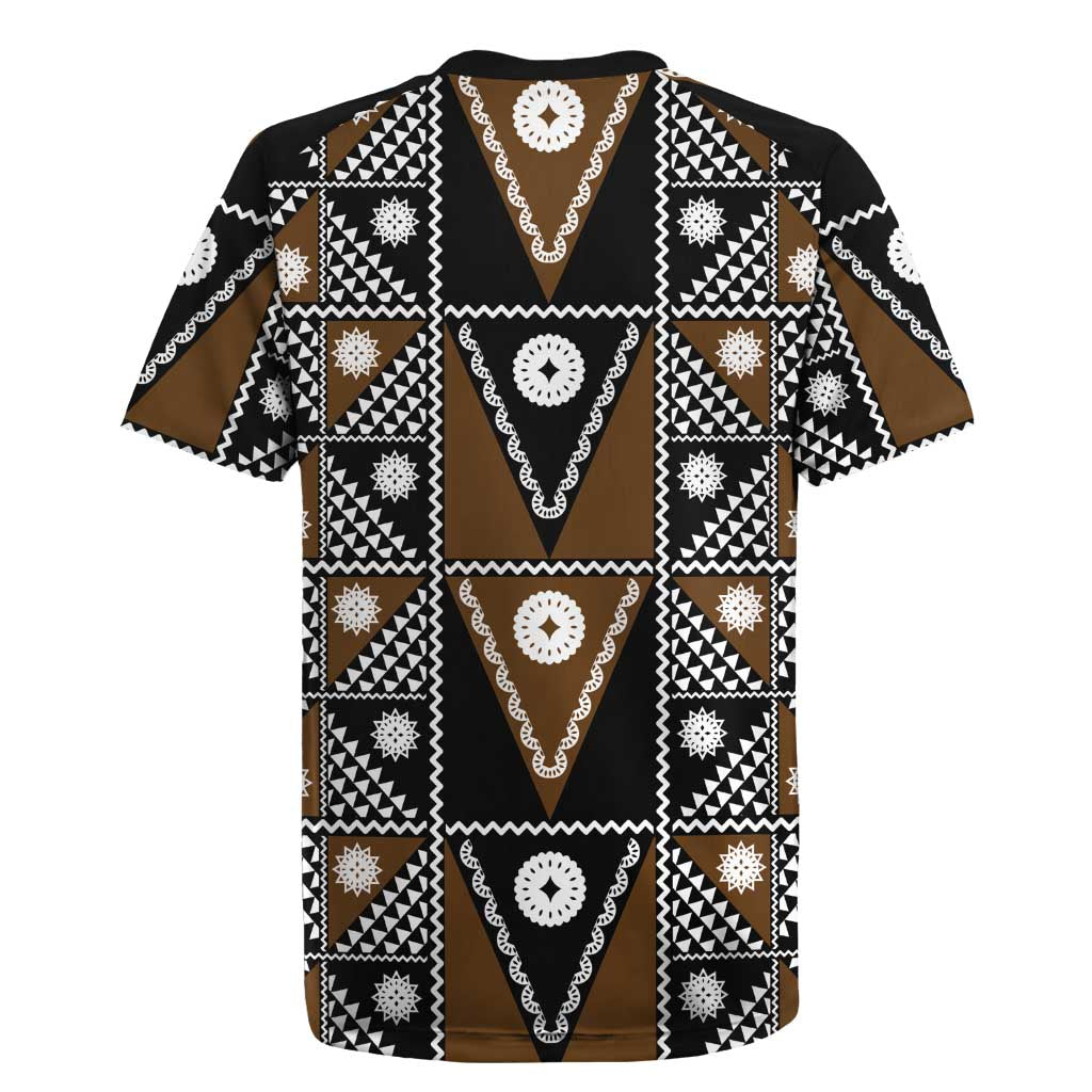 Fiji Brown Masi Pattern Rugby Jersey Fijian Tapa LT01 - Polynesian Pride