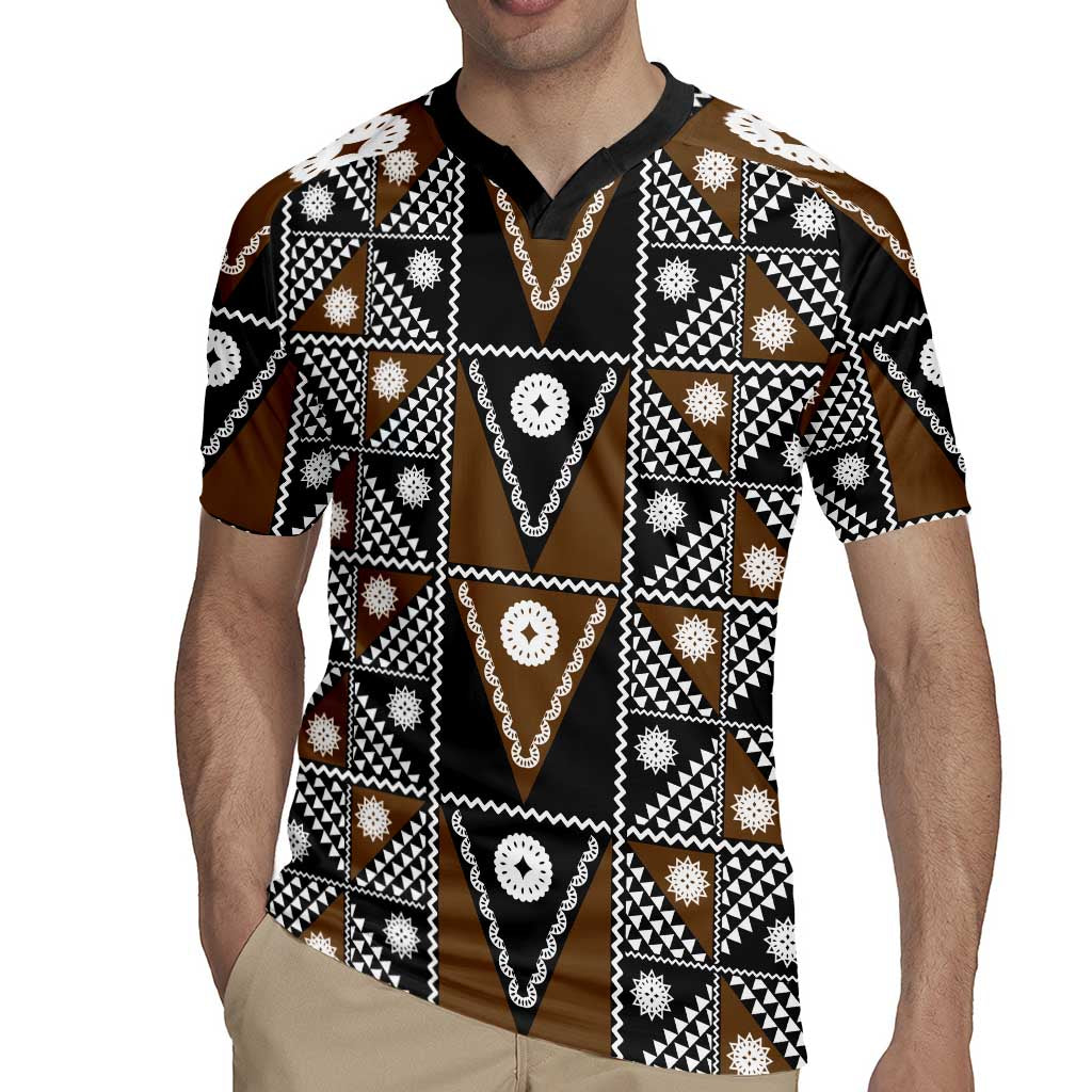 Fiji Brown Masi Pattern Rugby Jersey Fijian Tapa LT01 - Polynesian Pride
