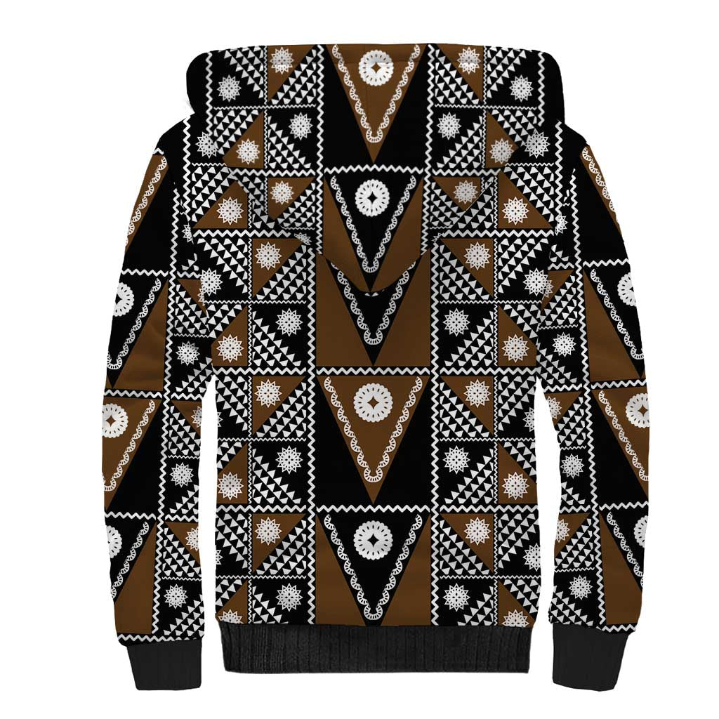 Fiji Brown Masi Pattern Sherpa Hoodie Fijian Tapa LT01 - Polynesian Pride