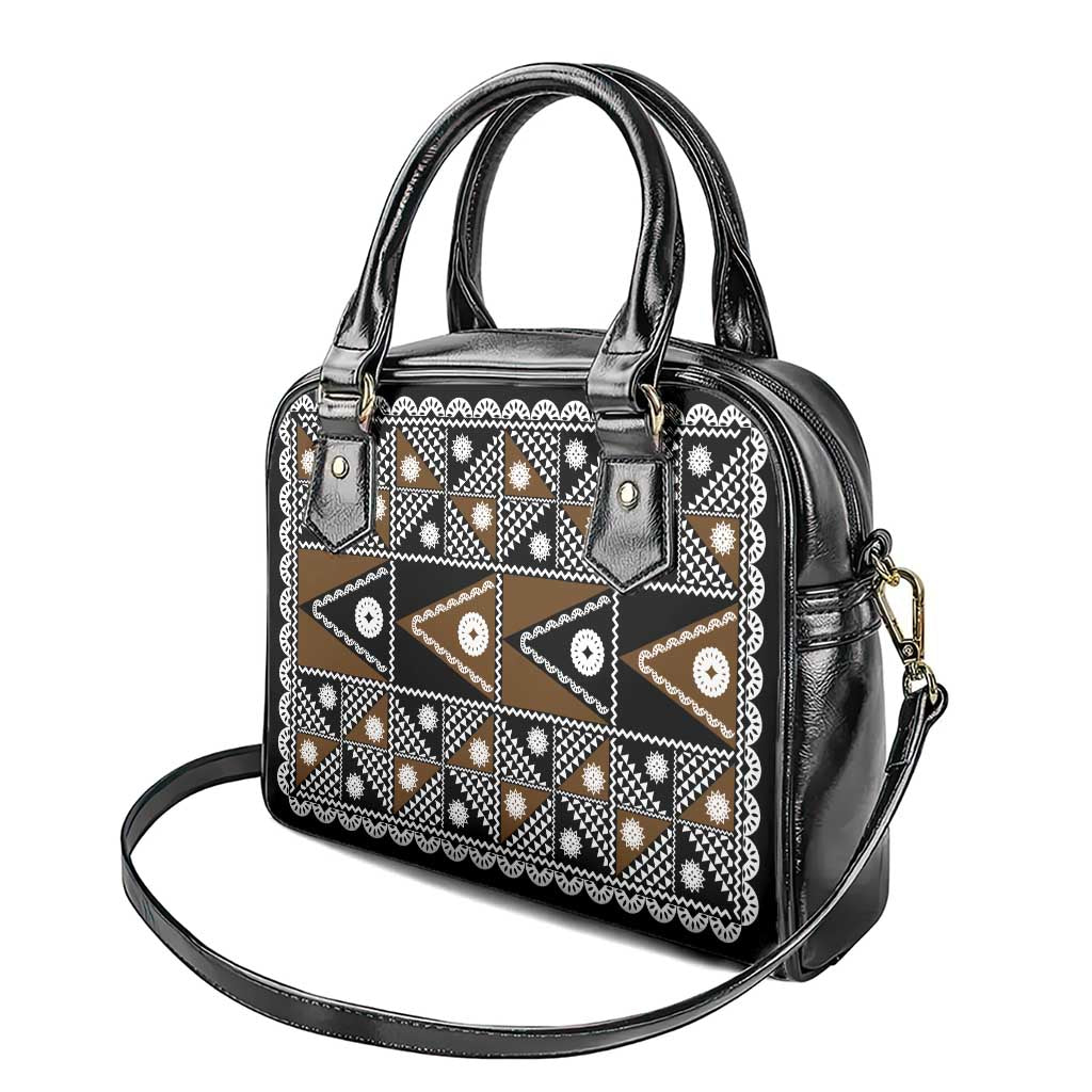 Fiji Brown Masi Pattern Shoulder Handbag Fijian Tapa LT01 - Polynesian Pride