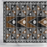 Fiji Brown Masi Pattern Shower Curtain Fijian Tapa LT01 - Polynesian Pride