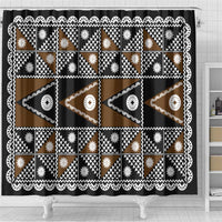 Fiji Brown Masi Pattern Shower Curtain Fijian Tapa LT01 - Polynesian Pride