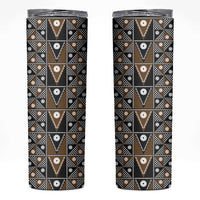 Fiji Brown Masi Pattern Skinny Tumbler Fijian Tapa LT01 Brown - Polynesian Pride