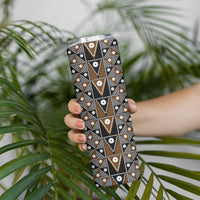 Fiji Brown Masi Pattern Skinny Tumbler Fijian Tapa LT01 - Polynesian Pride