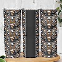 Fiji Brown Masi Pattern Skinny Tumbler Fijian Tapa LT01 - Polynesian Pride