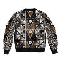 Fiji Brown Masi Pattern Sleeve Zip Bomber Jacket Fijian Tapa LT01 - Polynesian Pride