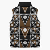 Fiji Brown Masi Pattern Sleeveless Puffer Jacket Fijian Tapa LT01 - Polynesian Pride