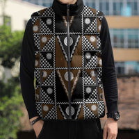 Fiji Brown Masi Pattern Sleeveless Puffer Jacket Fijian Tapa LT01 - Polynesian Pride