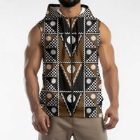 Fiji Brown Masi Pattern Sleeveless Zip Hoodie Fijian Tapa LT01 - Polynesian Pride