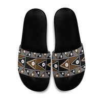 Fiji Brown Masi Pattern Slide Sandals Fijian Tapa LT01 Brown - Polynesian Pride