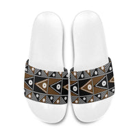 Fiji Brown Masi Pattern Slide Sandals Fijian Tapa LT01 Brown - Polynesian Pride