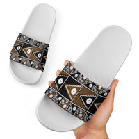 Fiji Brown Masi Pattern Slide Sandals Fijian Tapa LT01 - Polynesian Pride
