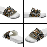 Fiji Brown Masi Pattern Slide Sandals Fijian Tapa LT01 - Polynesian Pride