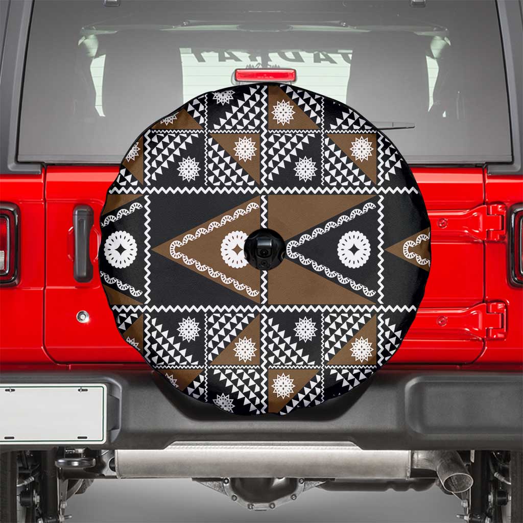 Fiji Brown Masi Pattern Spare Tire Cover Fijian Tapa LT01 - Polynesian Pride