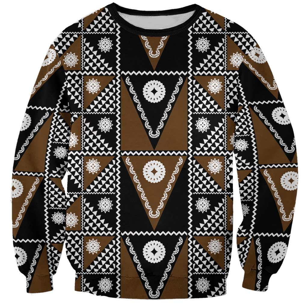 Fiji Brown Masi Pattern Sweatshirt Fijian Tapa LT01 Unisex Brown - Polynesian Pride