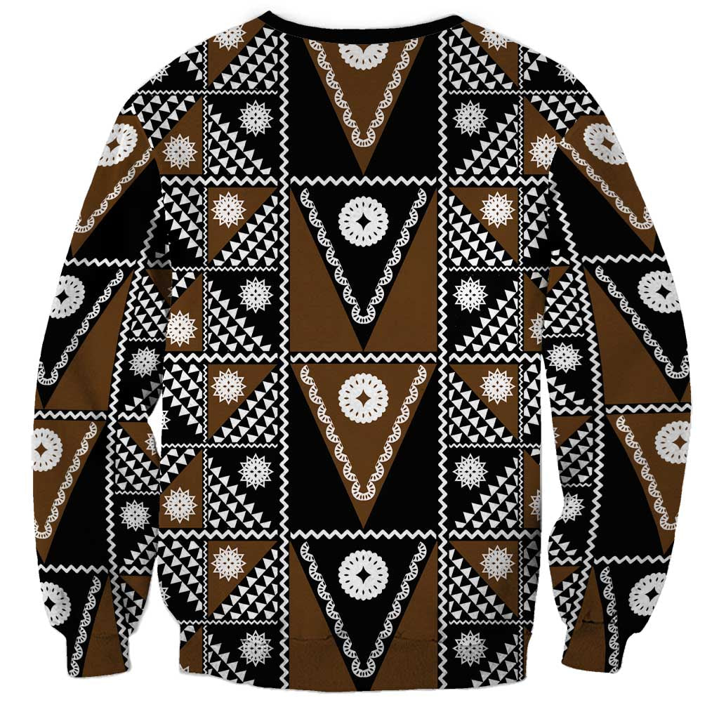 Fiji Brown Masi Pattern Sweatshirt Fijian Tapa LT01 - Polynesian Pride