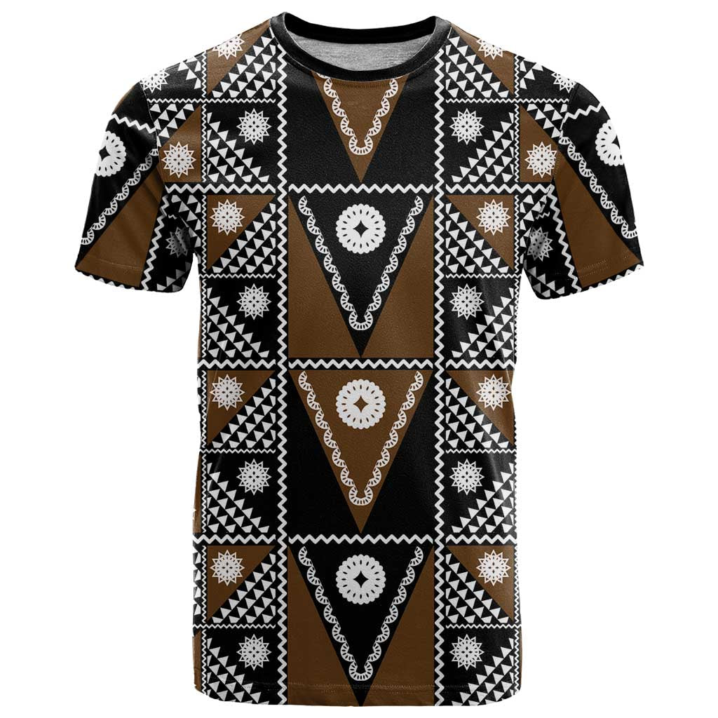 Fiji Brown Masi Pattern T Shirt Fijian Tapa LT01 Brown - Polynesian Pride