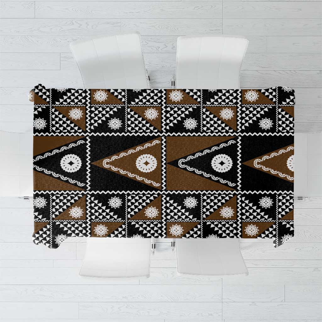 Fiji Brown Masi Pattern Tablecloth Fijian Tapa LT01 Brown - Polynesian Pride