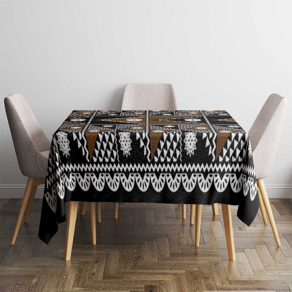 Fiji Brown Masi Pattern Tablecloth Fijian Tapa LT01 - Polynesian Pride