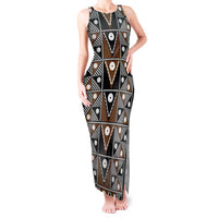 Fiji Brown Masi Pattern Tank Maxi Dress Fijian Tapa LT01 Women Brown - Polynesian Pride