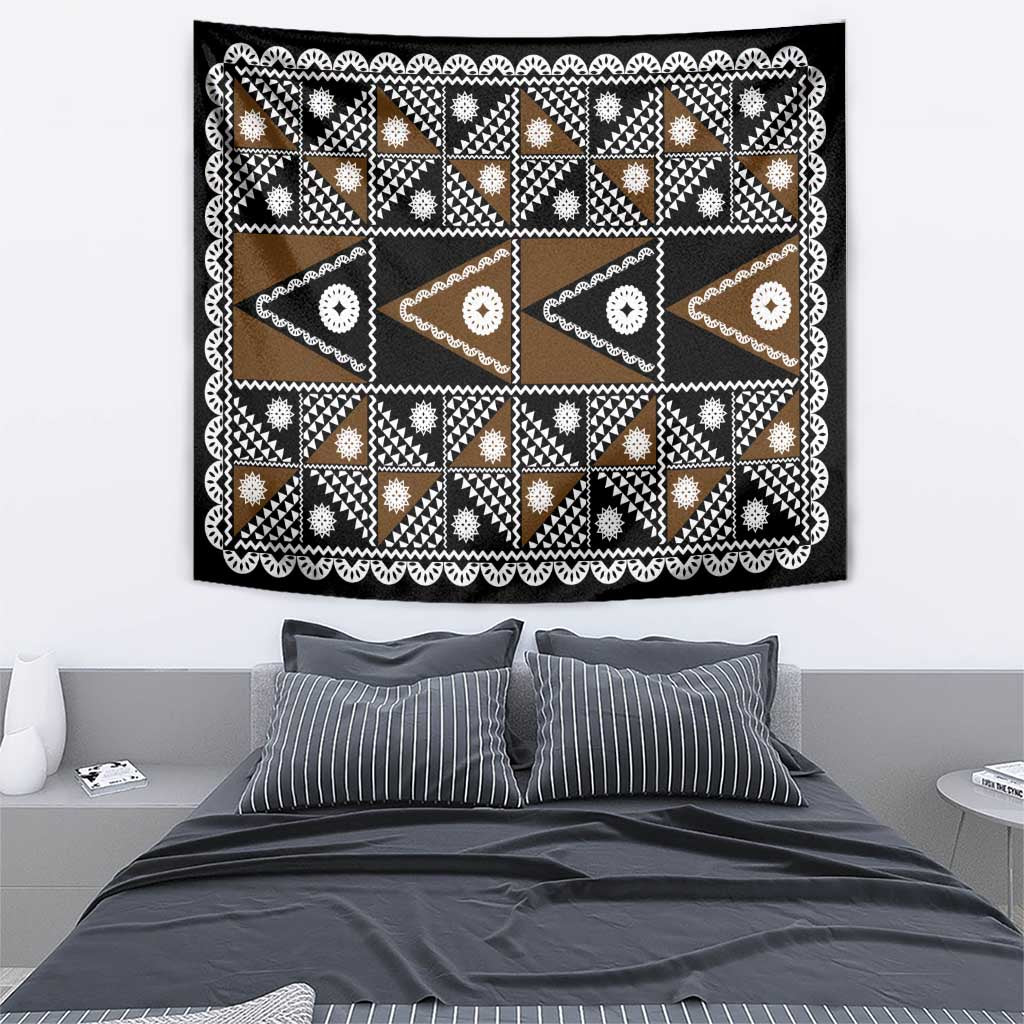 Fiji Brown Masi Pattern Tapestry Fijian Tapa LT01 - Polynesian Pride