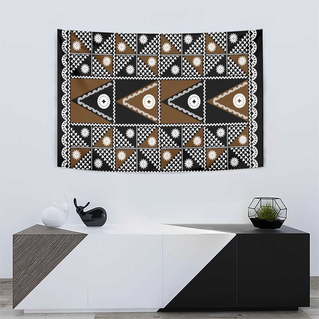 Fiji Brown Masi Pattern Tapestry Fijian Tapa LT01 - Polynesian Pride