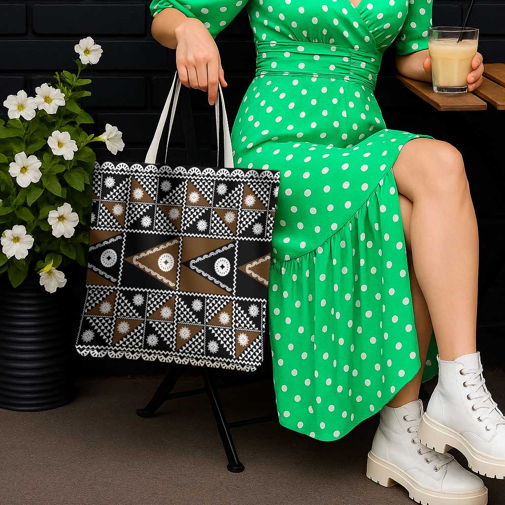 Fiji Brown Masi Pattern Tote Bag Fijian Tapa LT01 - Polynesian Pride