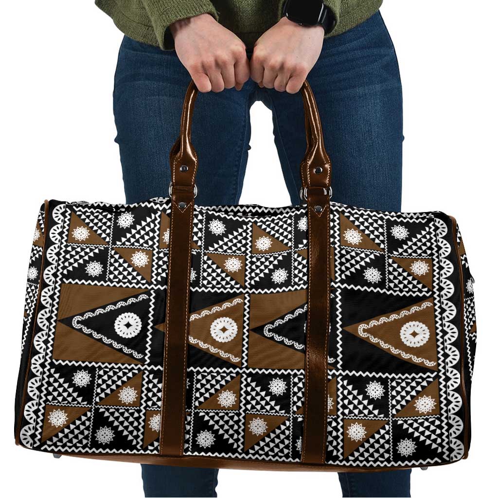 Fiji Brown Masi Pattern Travel Bag Fijian Tapa LT01 Brown - Polynesian Pride