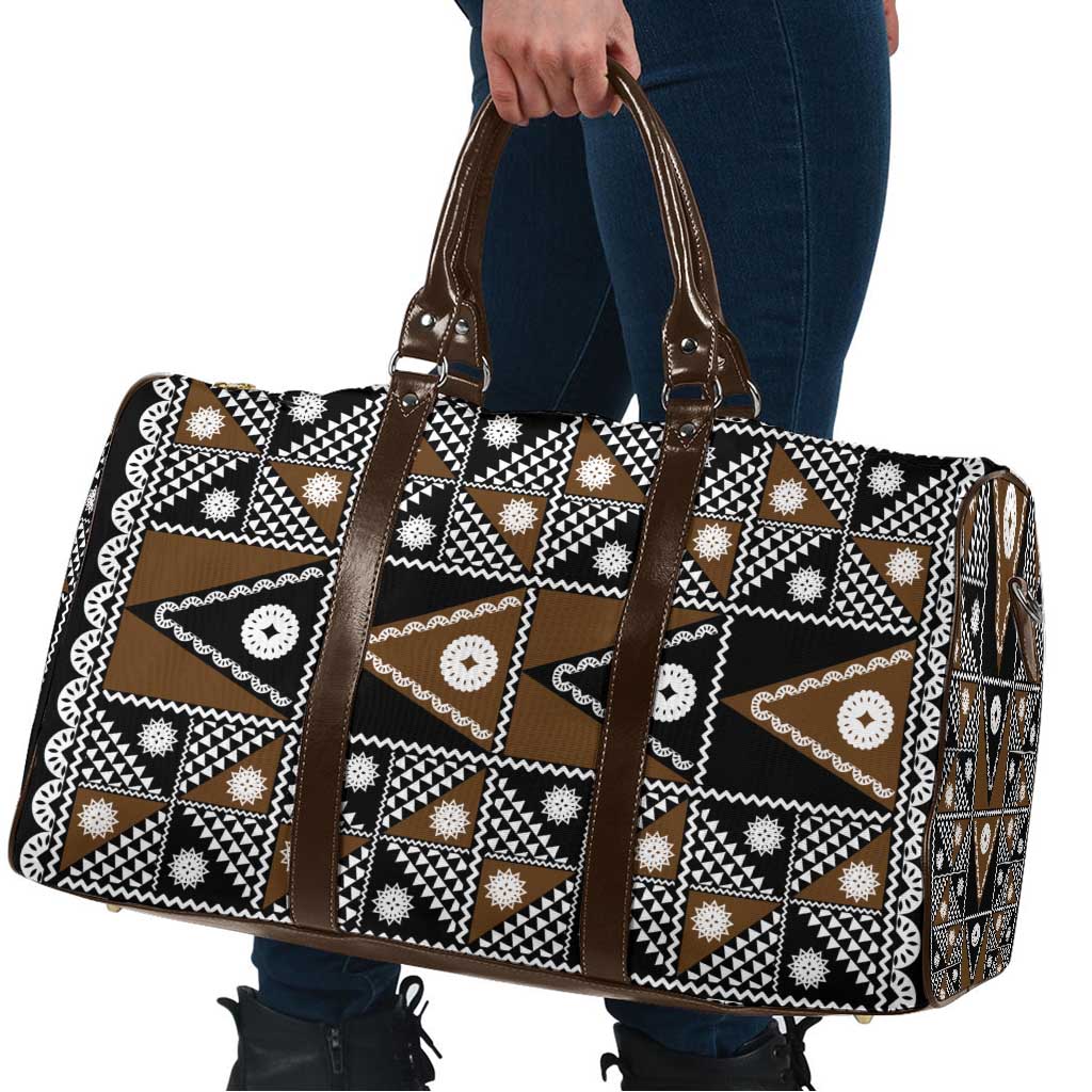 Fiji Brown Masi Pattern Travel Bag Fijian Tapa LT01 - Polynesian Pride