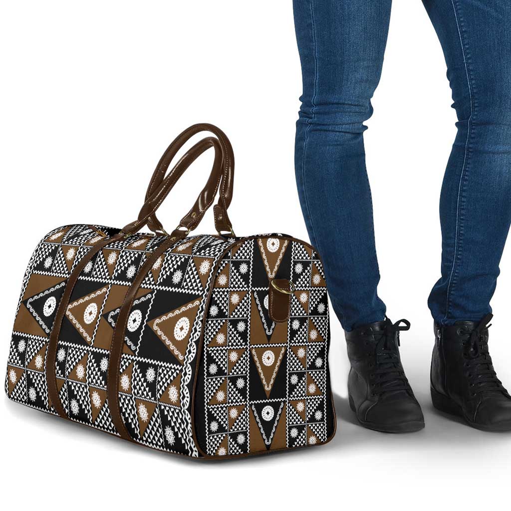 Fiji Brown Masi Pattern Travel Bag Fijian Tapa LT01 - Polynesian Pride