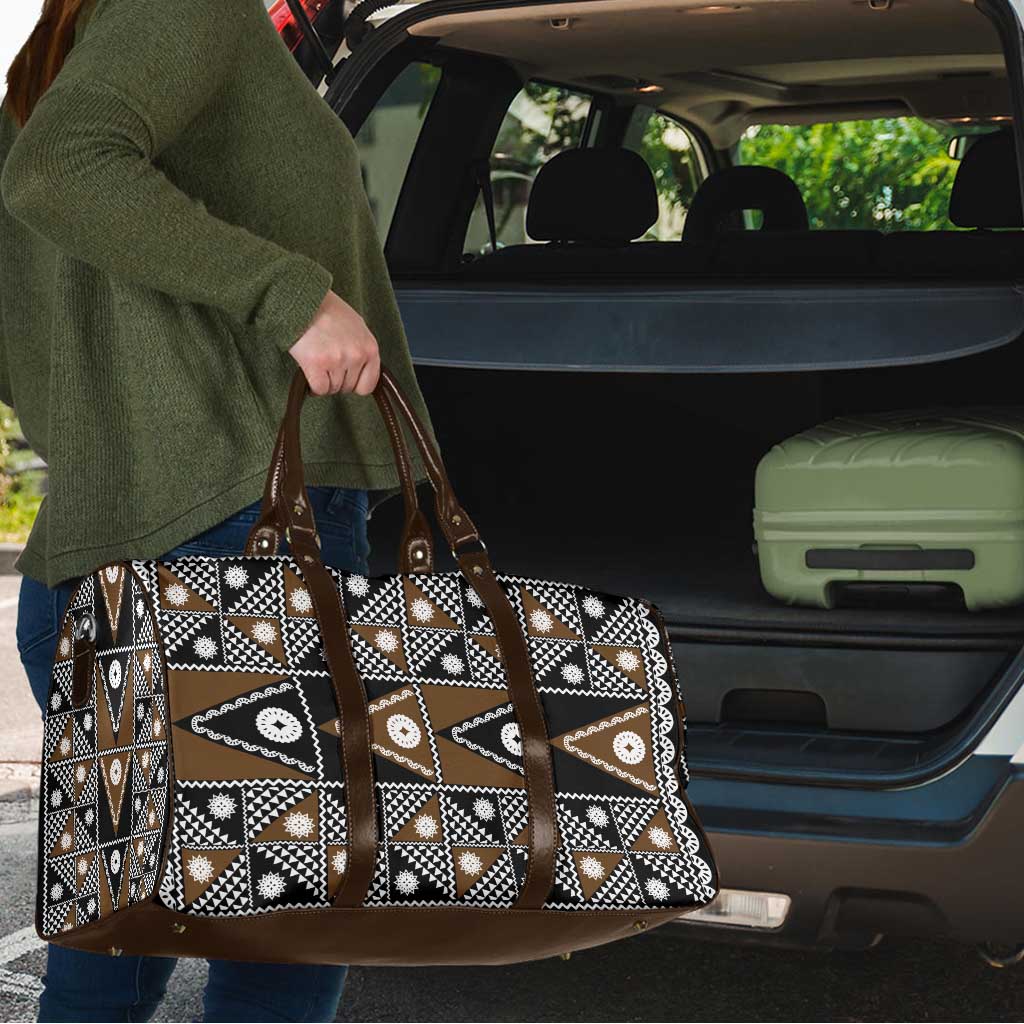 Fiji Brown Masi Pattern Travel Bag Fijian Tapa LT01 - Polynesian Pride