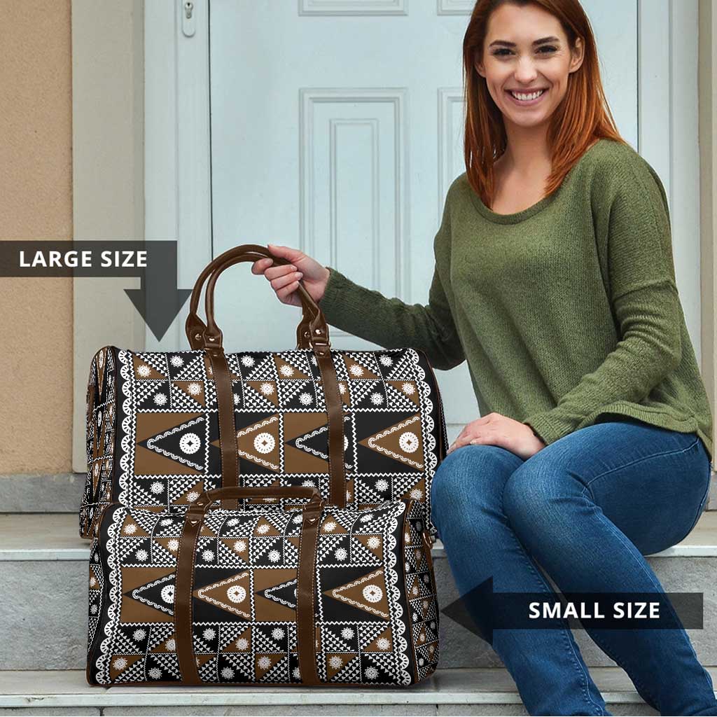 Fiji Brown Masi Pattern Travel Bag Fijian Tapa LT01 - Polynesian Pride