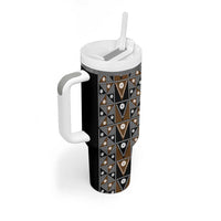 Fiji Brown Masi Pattern Tumbler With Handle Fijian Tapa