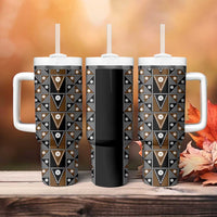 Fiji Brown Masi Pattern Tumbler With Handle Fijian Tapa