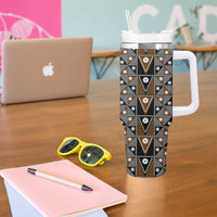 Fiji Brown Masi Pattern Tumbler With Handle Fijian Tapa