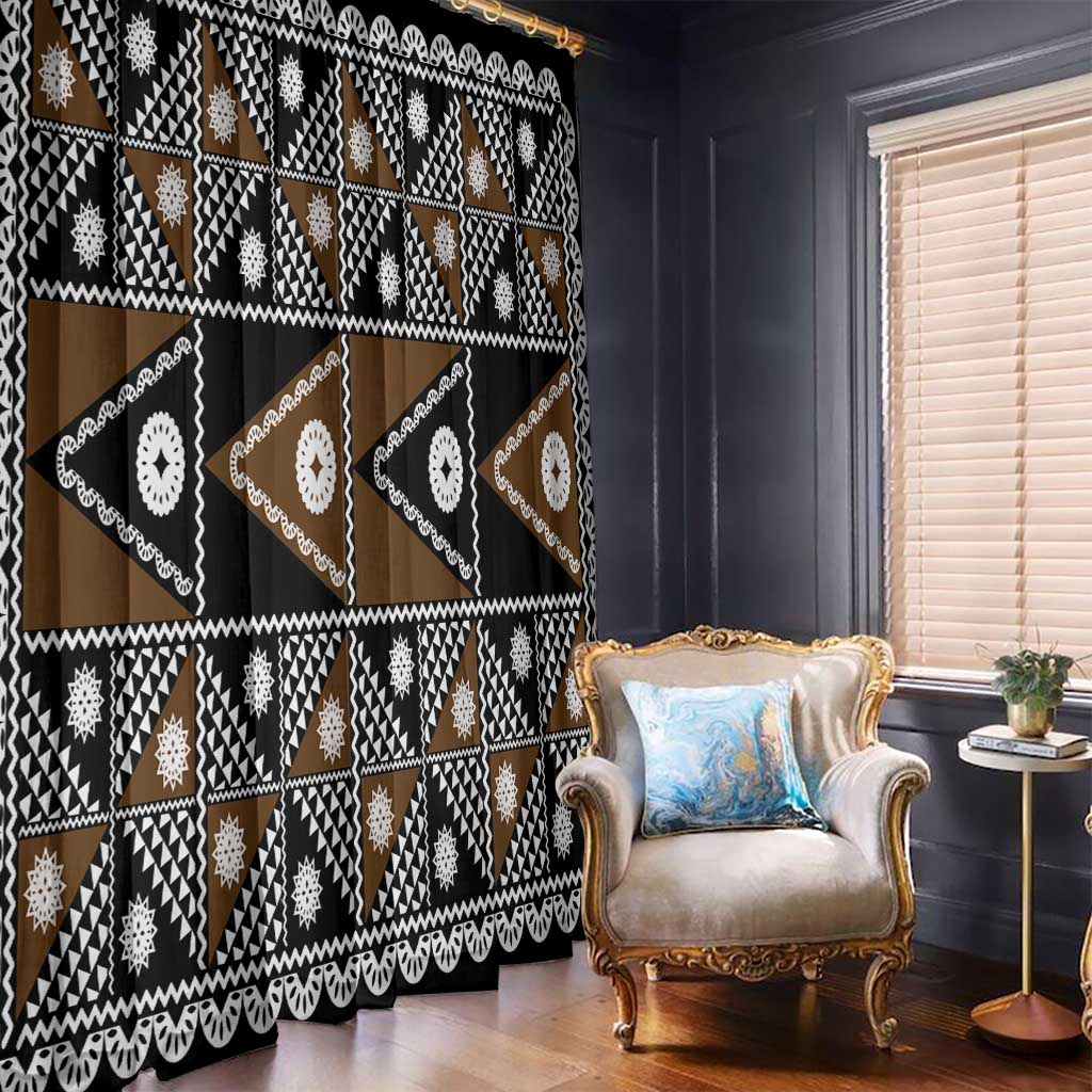 Fiji Brown Masi Pattern Window Curtain Fijian Tapa LT01 - Polynesian Pride
