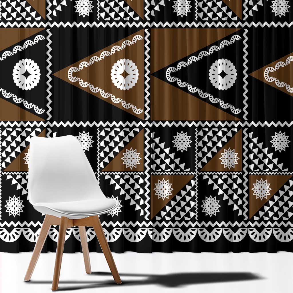 Fiji Brown Masi Pattern Window Curtain Fijian Tapa LT01 - Polynesian Pride