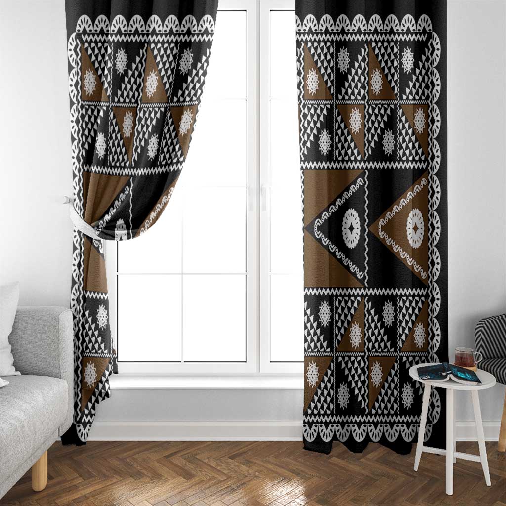 Fiji Brown Masi Pattern Window Curtain Fijian Tapa LT01 - Polynesian Pride