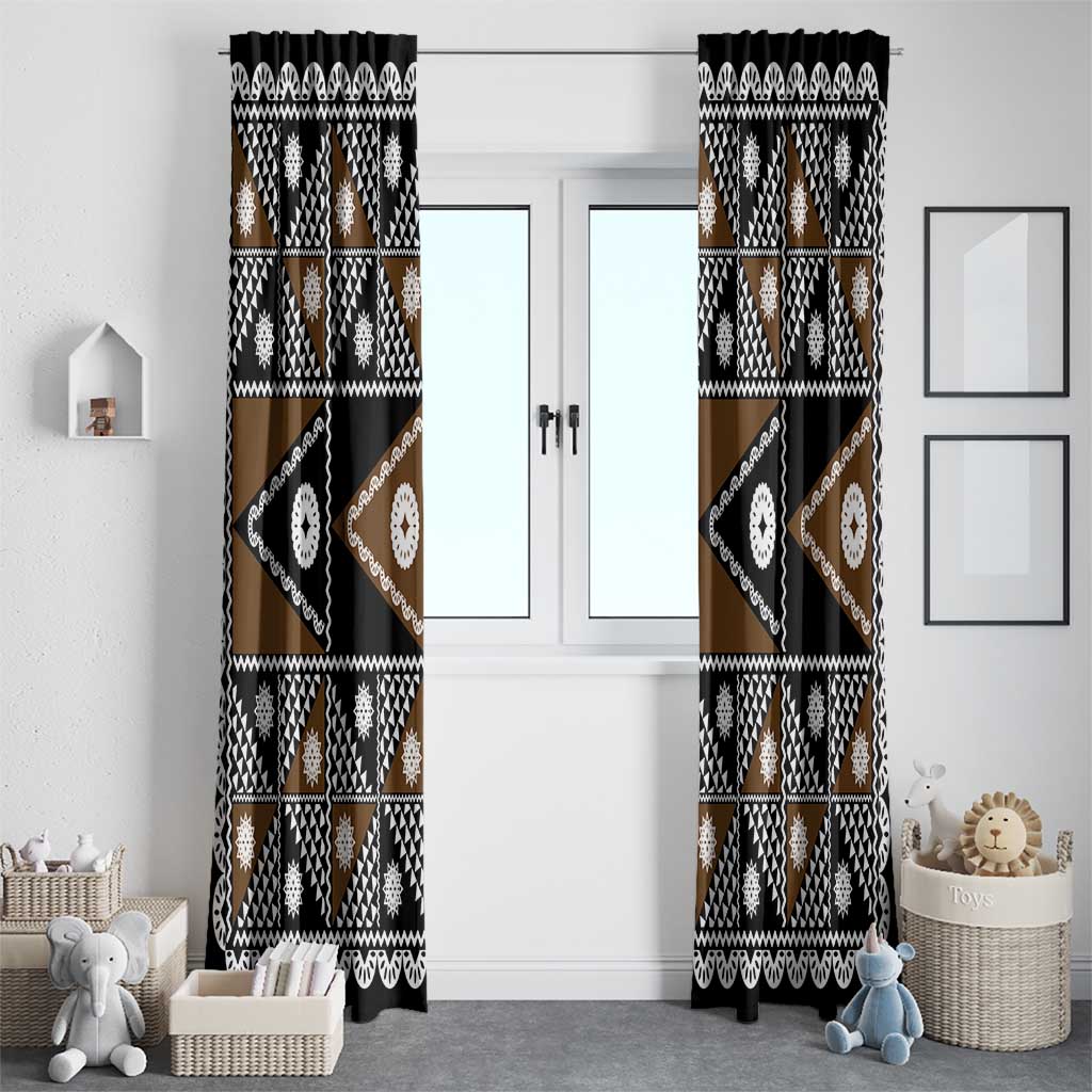 Fiji Brown Masi Pattern Window Curtain Fijian Tapa LT01 - Polynesian Pride