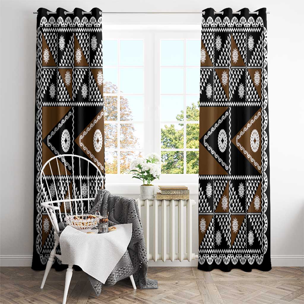 Fiji Brown Masi Pattern Window Curtain Fijian Tapa LT01 - Polynesian Pride