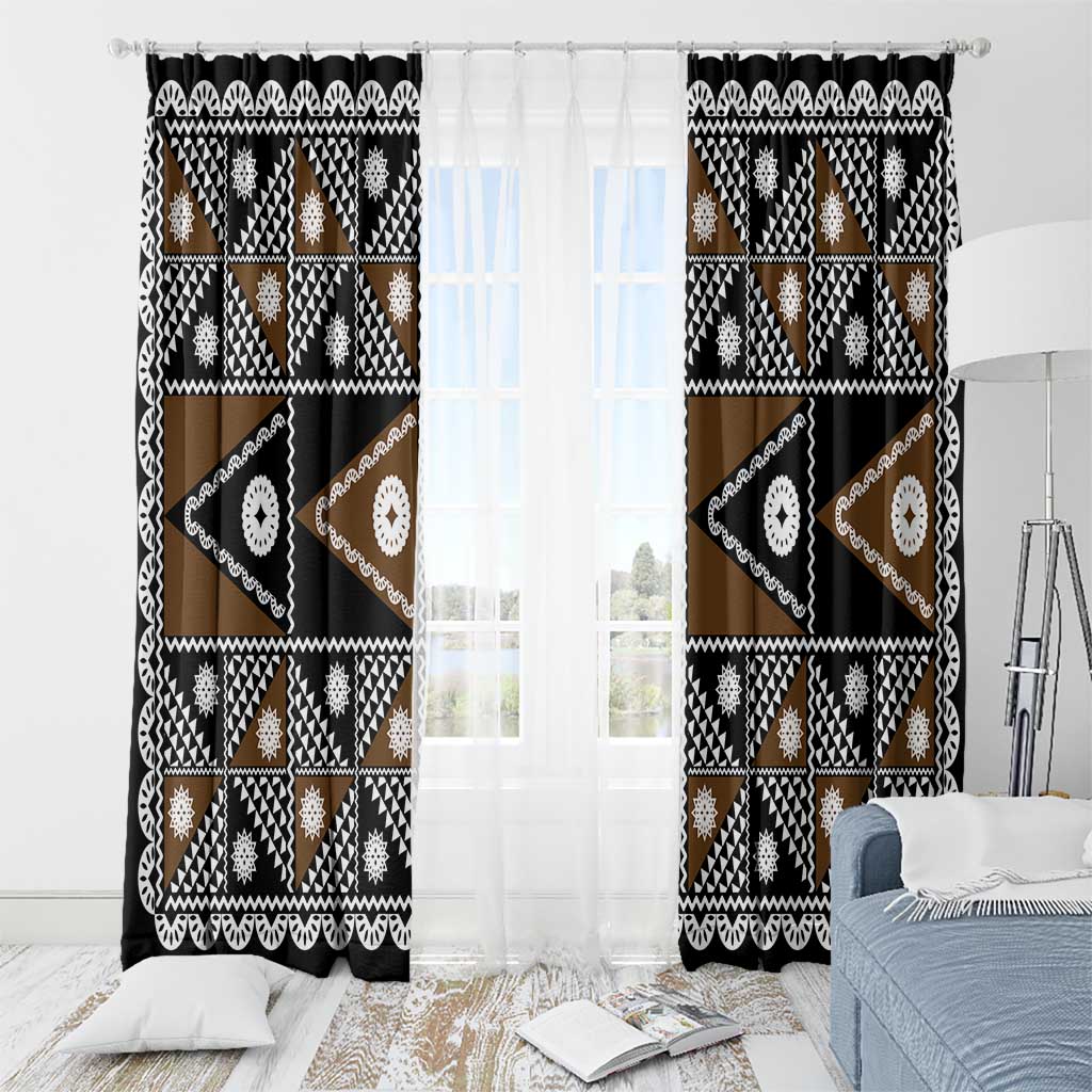 Fiji Brown Masi Pattern Window Curtain Fijian Tapa LT01 - Polynesian Pride