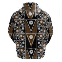 Fiji Brown Masi Pattern Zip Hoodie Fijian Tapa LT01 - Polynesian Pride