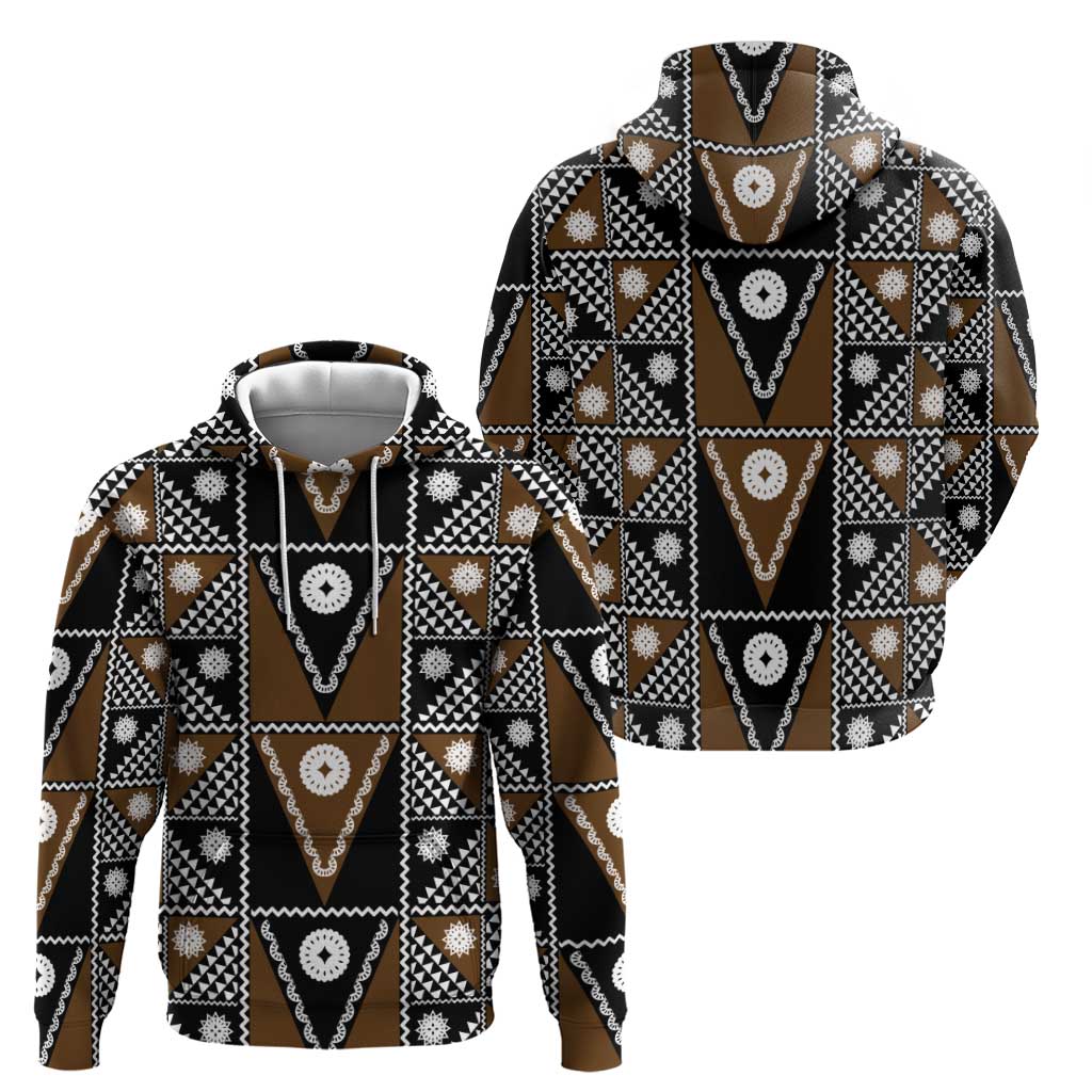 Fiji Brown Masi Pattern Zip Hoodie Fijian Tapa LT01 - Polynesian Pride