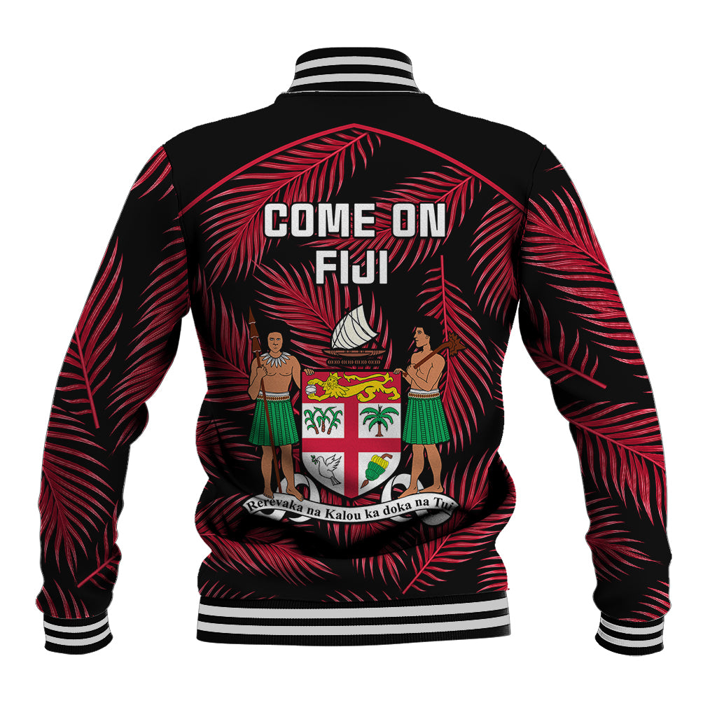 Fiji Rugby Baseball Jacket Flying Fijians Red Palm Tree Version LT01 - Polynesian Pride