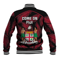 Fiji Rugby Baseball Jacket Flying Fijians Red Palm Tree Version LT01 - Polynesian Pride