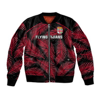 Fiji Rugby Bomber Jacket Flying Fijians Red Palm Tree Version LT01 Unisex Black - Polynesian Pride